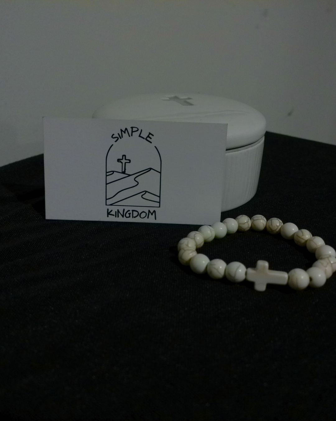 Cross Charm Bracelet - Cream